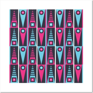 Needle Nose Geometric Abstract Modern Retro Pattern Posters and Art